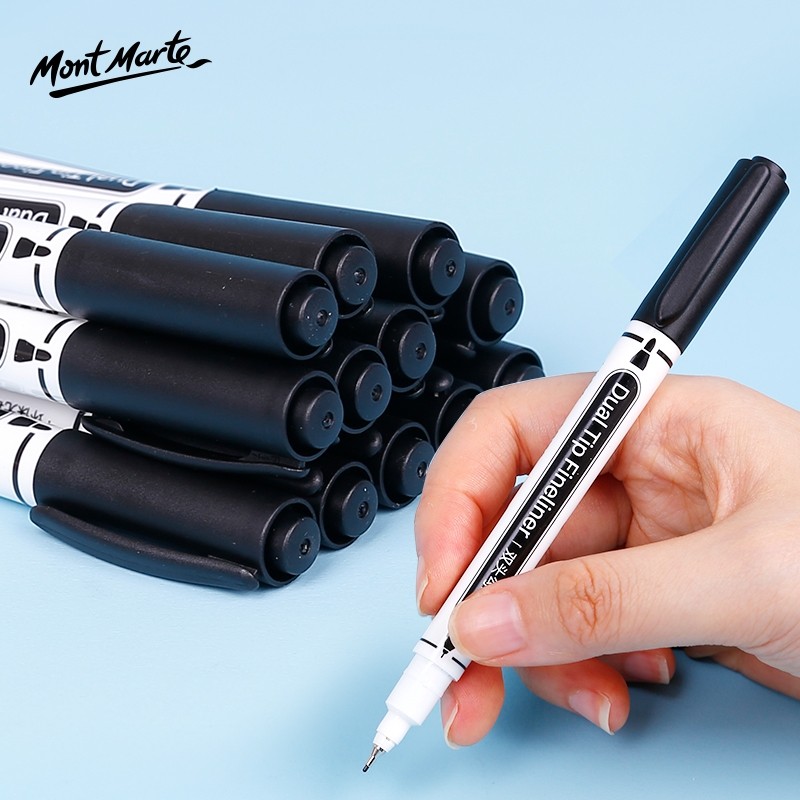 勾线笔双头记号笔美术生黑色水性