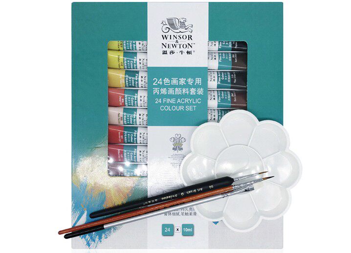 包邮温莎牛顿丙烯颜料套装12/18/24色10ml 墙绘手绘纺织物石头画