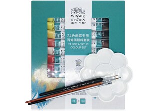 包邮温莎牛顿丙烯颜料套装12/18/24色10ml 墙绘手绘纺织物石头画