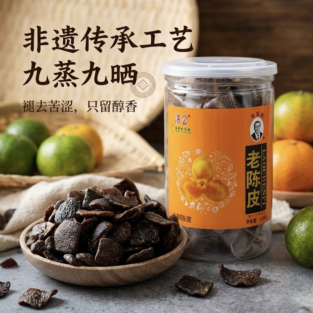 济公九制陈皮120g新会陈皮果干蜜饯橘皮广东特产零食休闲小吃食品
