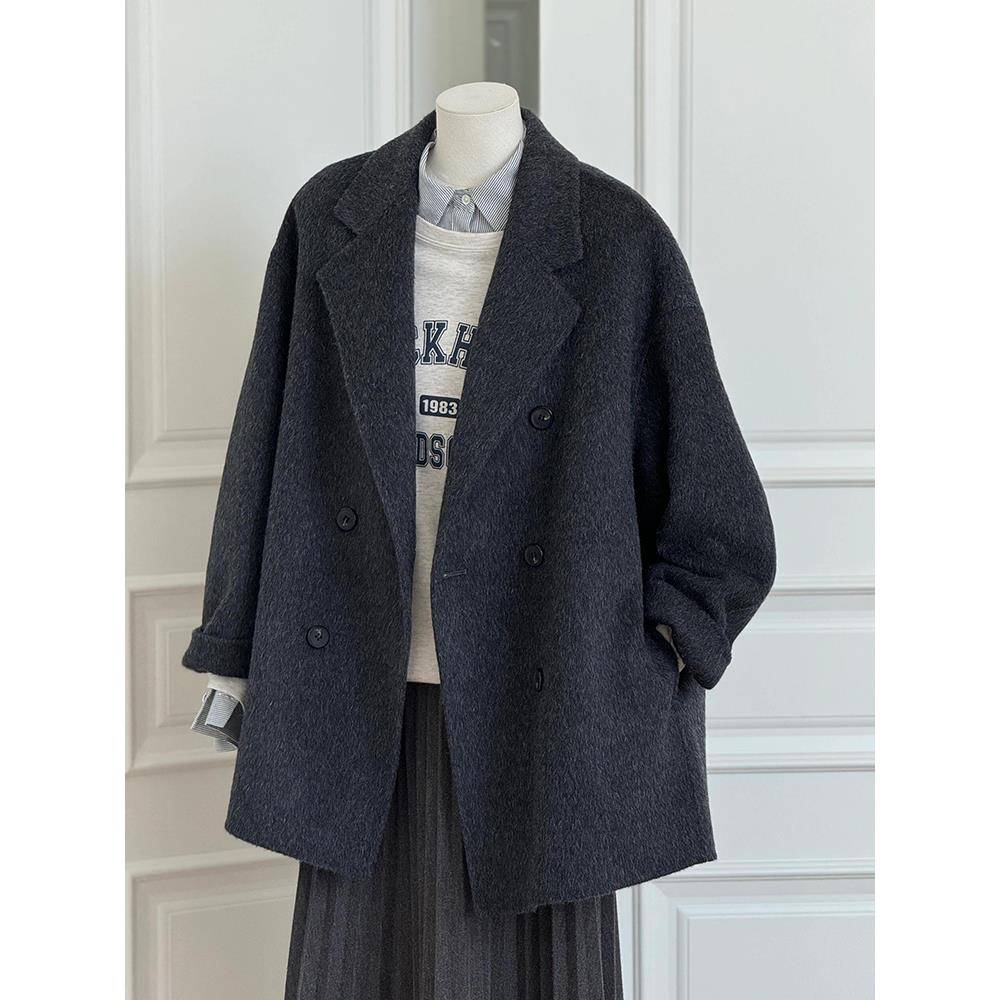 短款毛呢外套女小个子2025新款秋冬季高级感加厚西装羊毛呢子大衣