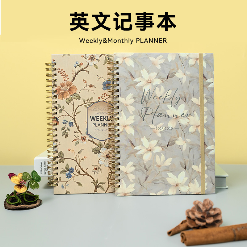 2026款线圈本52周英文计划本weekly planner手账本a5日程本记事本
