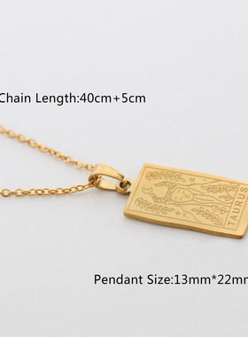 星座钛钢锁骨链女士轻奢小众欧美不规则方牌吊坠项链不锈钢12十二