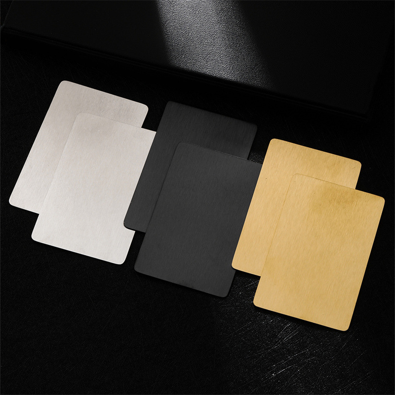 金色黑色名片空白可刻字金属名片拉丝激光打标不锈钢电镀