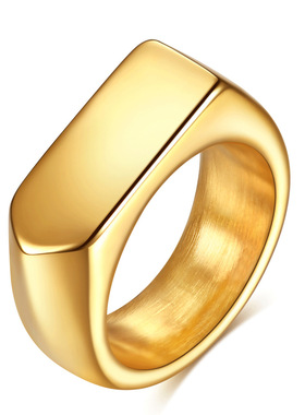 跨境热卖个性简约时尚9MM光面菱形不锈钢戒指可激光钛钢欧美