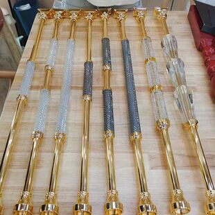 轻奢铝合金电镀楼梯立柱扶手别墅室内实木搭配现代简约家用 时尚