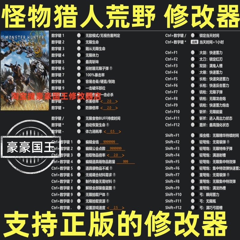 怪物猎人荒野 修改器 Steam Epic正版游戏辅助工具存档 不含游戏