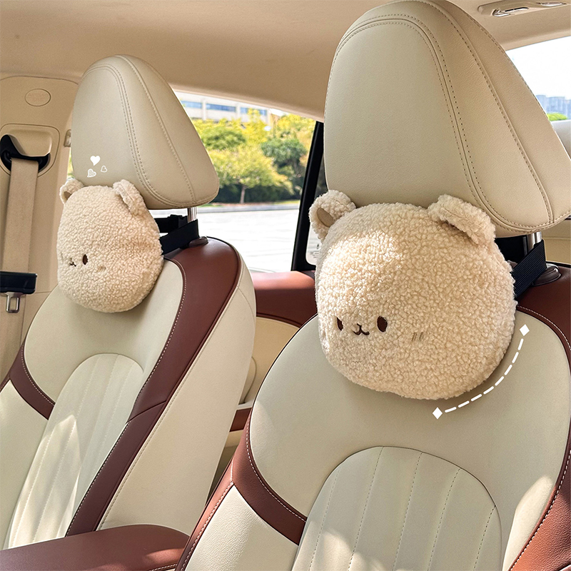 卡通可爱小熊腰靠头枕车用靠枕女