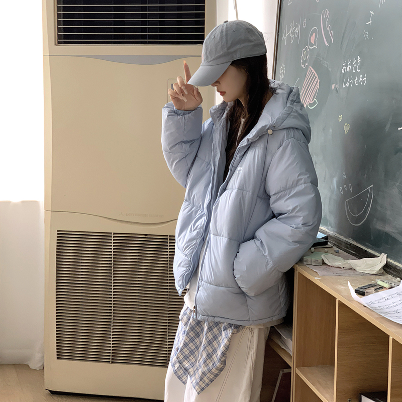实拍25裂雪女短款秋冬季新款女士韩版连帽小个子面包服羽绒棉衣