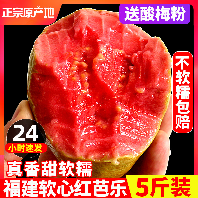 福建软糯红心芭乐5斤水果软心番石榴奶油翻潘蕃鸡屎果新鲜巴乐果