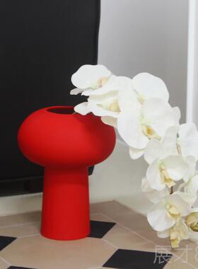 正品红色高冬青陶花瓶春节结婚礼物瓷中式乔迁装新饰品新年喜级庆