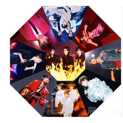 正品易烊玺晴雨伞明星周大佬粉丝应礼援黑胶全边自千动遮阳太阳伞