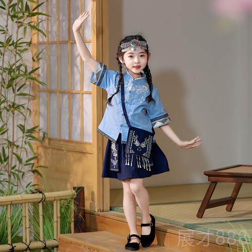 正品三广西壮族儿舞蹈服装月三童男女侗童苗族族黎族少数民族演出