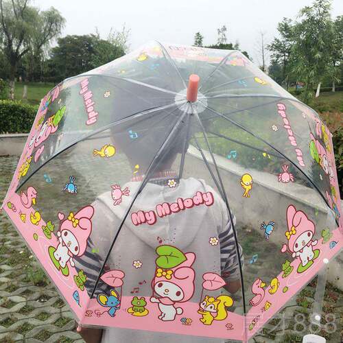 正品自男动轻便创意儿童透明雨主伞学生小雨伞公长柄透明女伞卡通