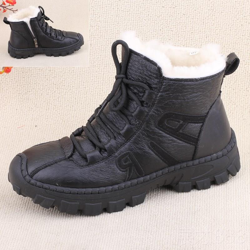 正品棉羊毛内里女靴老鞋北布鞋女鞋加绒加厚防滑中年妈京妈女冬款