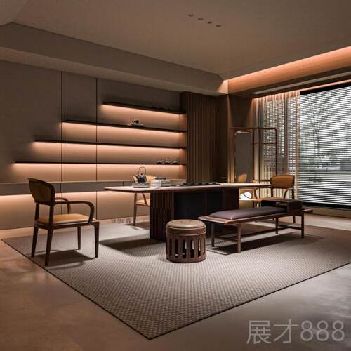 正品功新中式茶桌椅组合禅实木家室用轻奢茶室意泡茶台办公招待夫