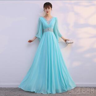 正品 朗红歌表演比大赛挥礼服学生诵合唱 合唱团演出服女长指裙新款