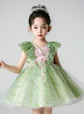 正品幼儿男园绿色演出服六一儿公童合唱女童主裙童礼服主持服人表