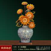 正品 饰乔开业 蒸蒸堂上向日葵铜摆饰大漆工艺迁客日厅玄关入户大装