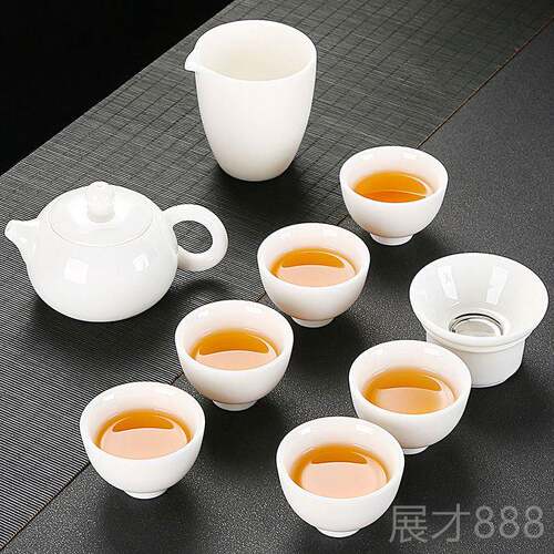 正品德化白瓷茶羊脂玉功夫茶具套组家用客厅泡茶办公客会简约盖室