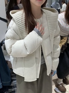 围巾针织帽短款羽绒服女2025新款韩系小版型小个子女士气质外套