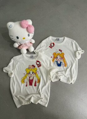 美少女战士月野兔水冰月闺蜜装卡通动漫上衣女宽松短袖纯棉T恤夏