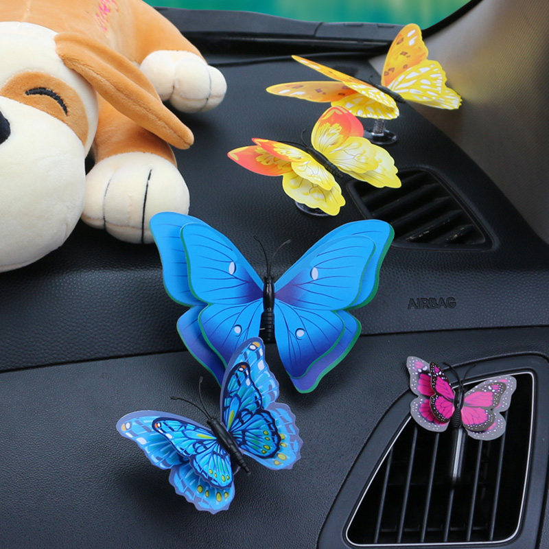 汽车摆件摇摆蝴蝶车载弹簧蝴蝶抖动福蝶祝福幸运摆设公仔装饰女性