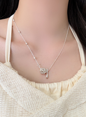 手工珍珠花球流苏锁骨链女款