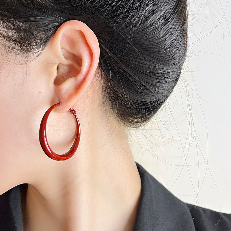 安可拉红圈圈耳环2024新款