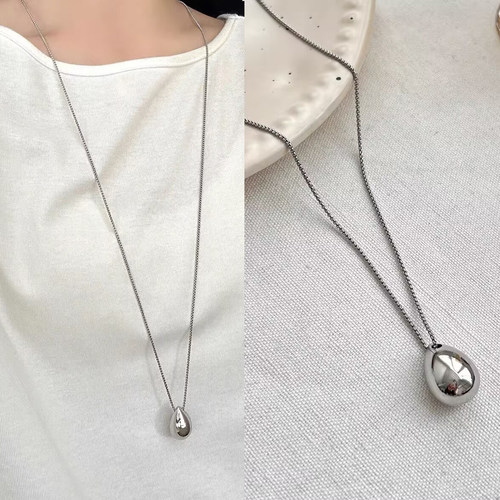 不掉色水滴吊坠毛衣链女项链