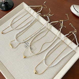 双层叠戴珍珠项链女款 轻奢小众高级感锁骨链颈链配饰品 2025新款