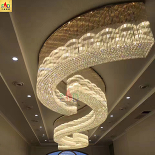 大型C形O形S形波浪形Y形交叉造型LOGO水晶灯酒宴会沙盘会所过道灯