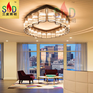 大型椭圆连环造型水晶灯酒店大堂宴会厅售楼部沙盘会所展厅酒吧