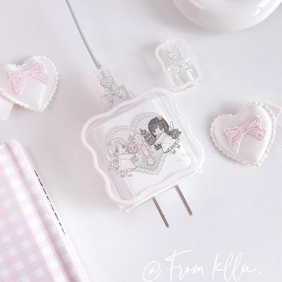 可露露原创天使少女系列20w充电器数据线保护套适用于苹果15pro