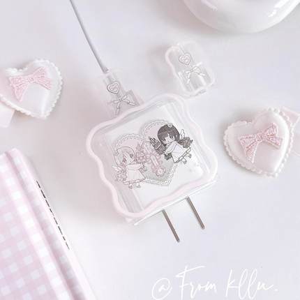 可露露原创天使少女系列20w充电器数据线保护套适用于苹果15pro