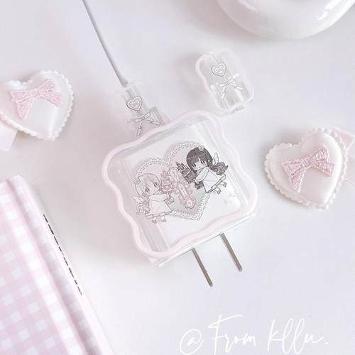 可露露原创天使少女系列20w充电器数据线保护套适用于苹果15pro