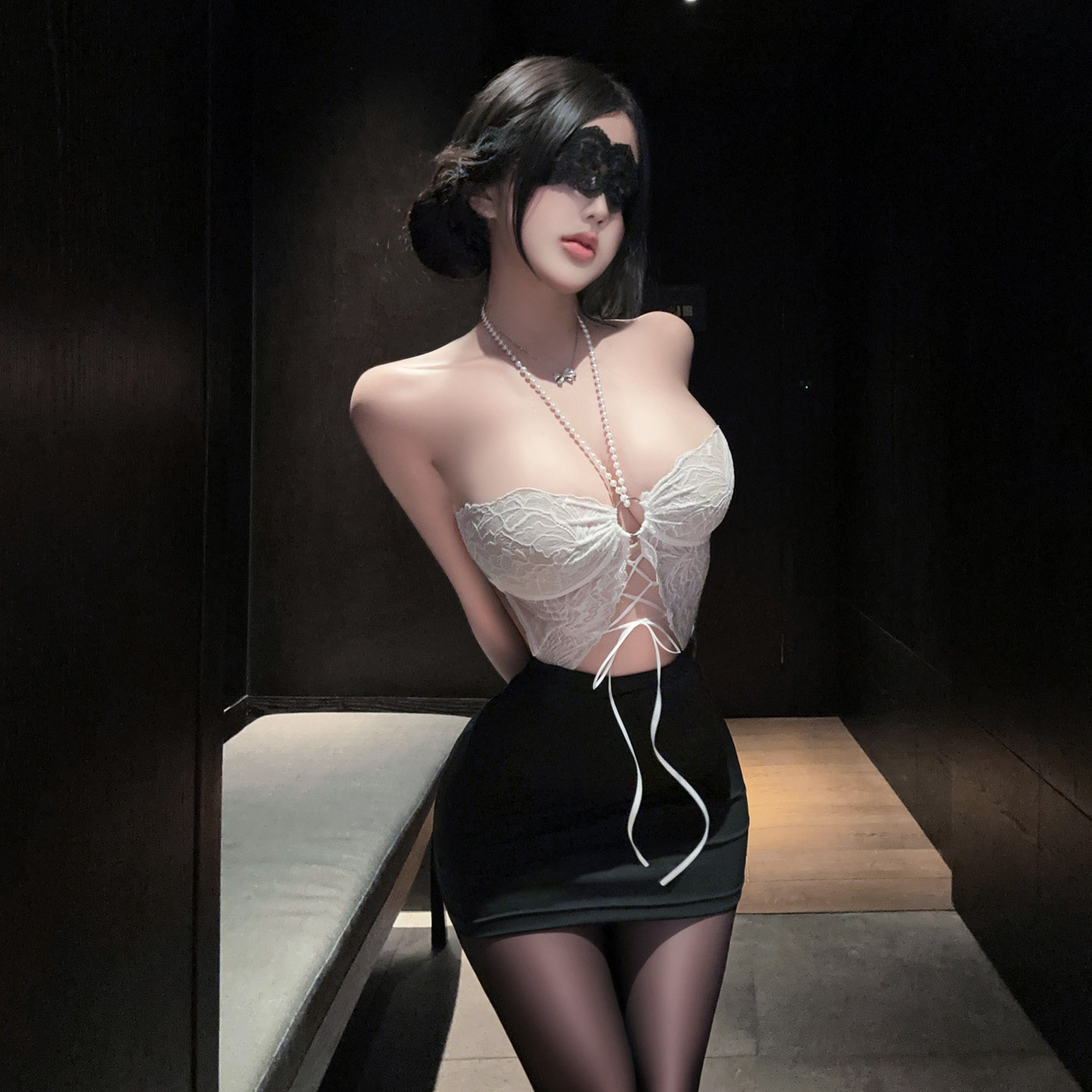 睡衣性感女款2026年新款氛围感角色扮演秘书制服套装蕾丝抹胸睡裙