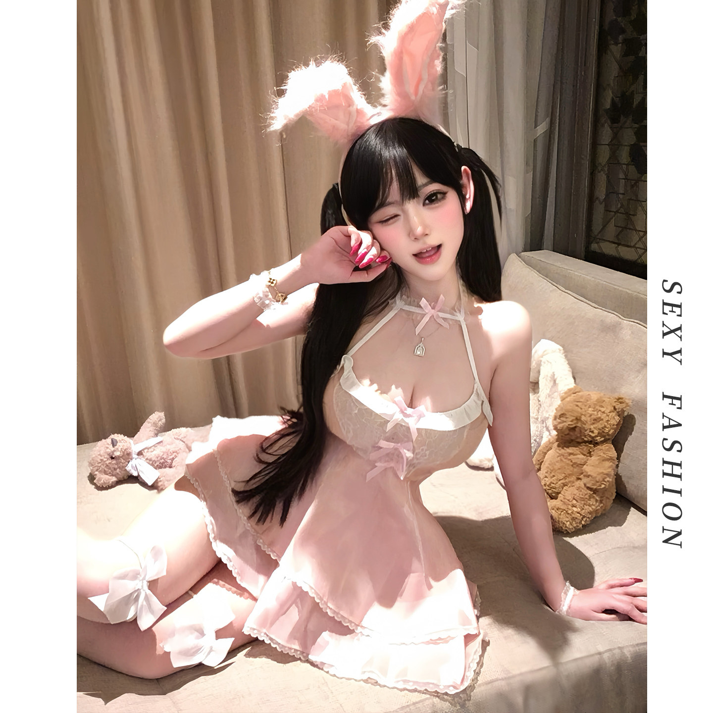 情趣床上性感甜美女仆洛丽塔连衣裙蕾丝透视肚兜女小女佣制服套装