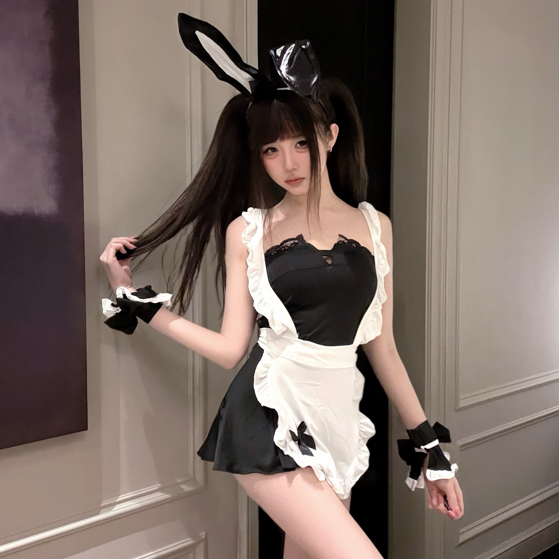 大码180斤蕾丝边兔女郎套装女仆制服纯欲风约会角色扮演房事套装