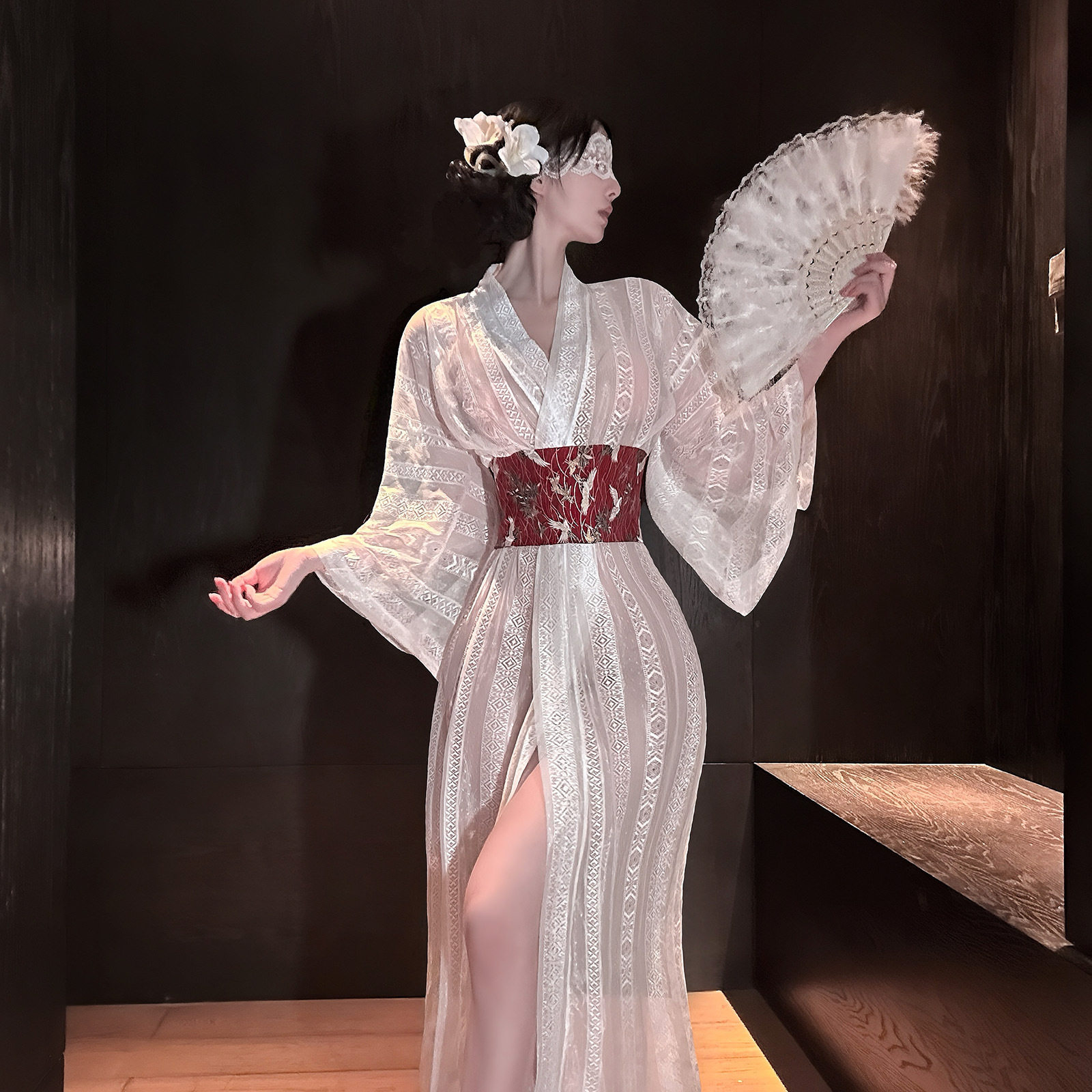 日系性感御姐半透复古和服夜场纯欲酒吧cosplay浴睡裙汉服套装女