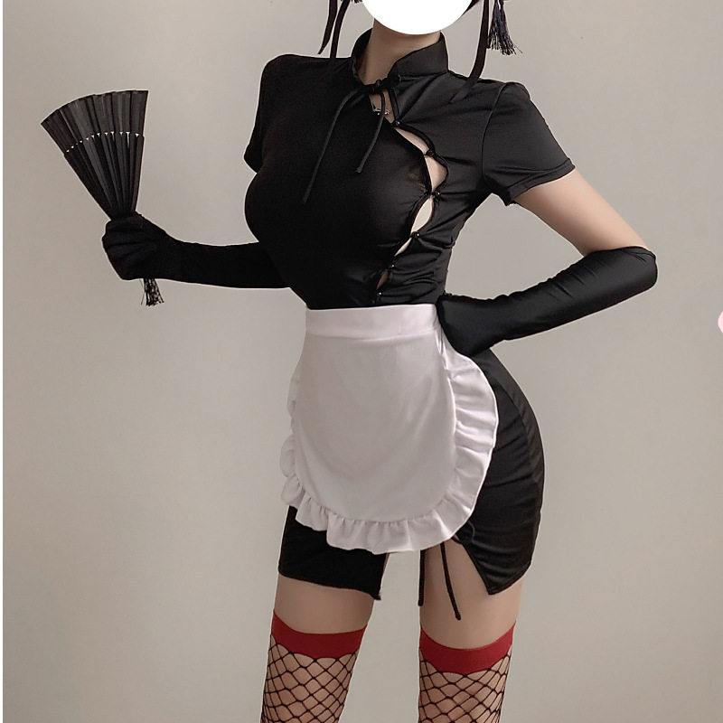 情qu内衣趣性感中华旗袍纯欲夜场cos服围裙包臀裙女佣制服御姐风