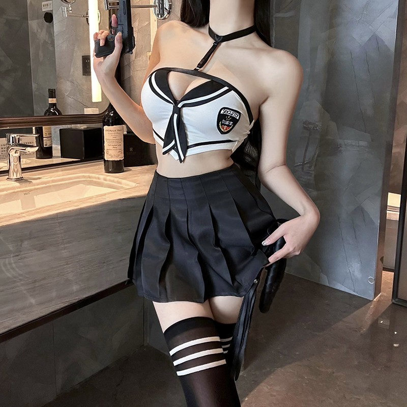 性感JK制服睡裙女学院风纯欲夜店辣妹百褶裙水手服角色扮演套装qq
