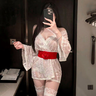 性感睡衣日式和服睡袍女性感宽腰带短款浴衣纯欲高级感家居服套装