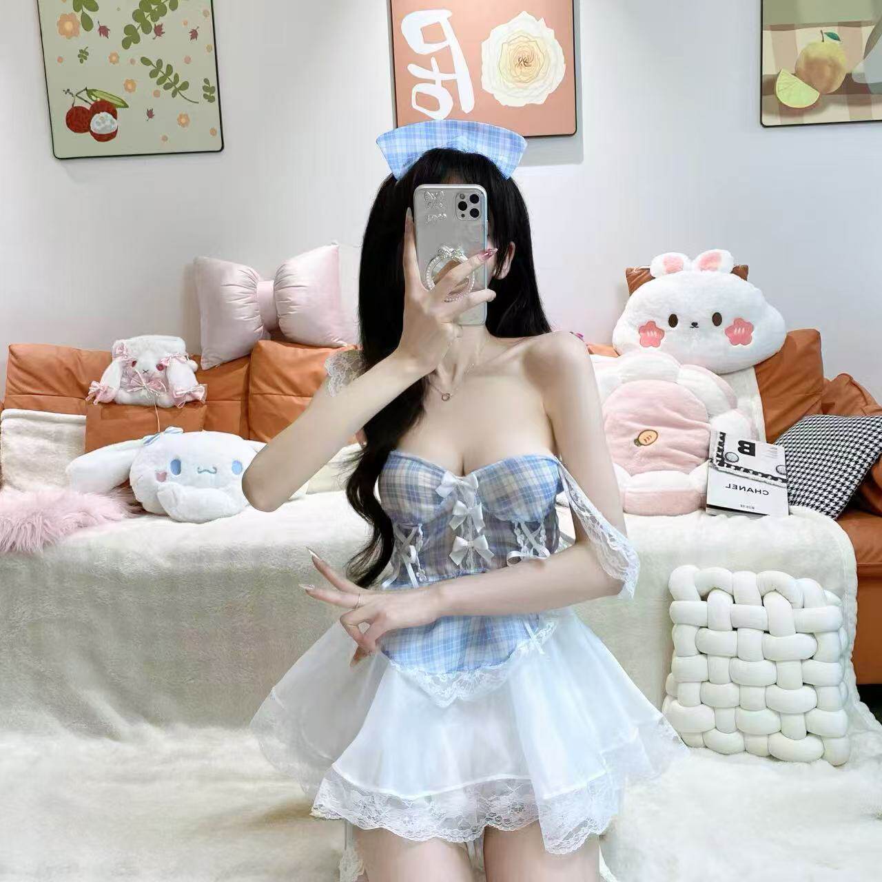 纯欲护士服蕾丝女仆套装可爱女佣制服情取萝莉性感诱惑吊带连衣裙
