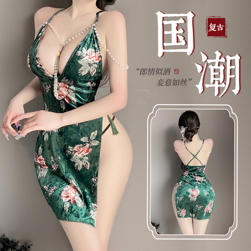 床上性感诱惑大尺度旗袍制服