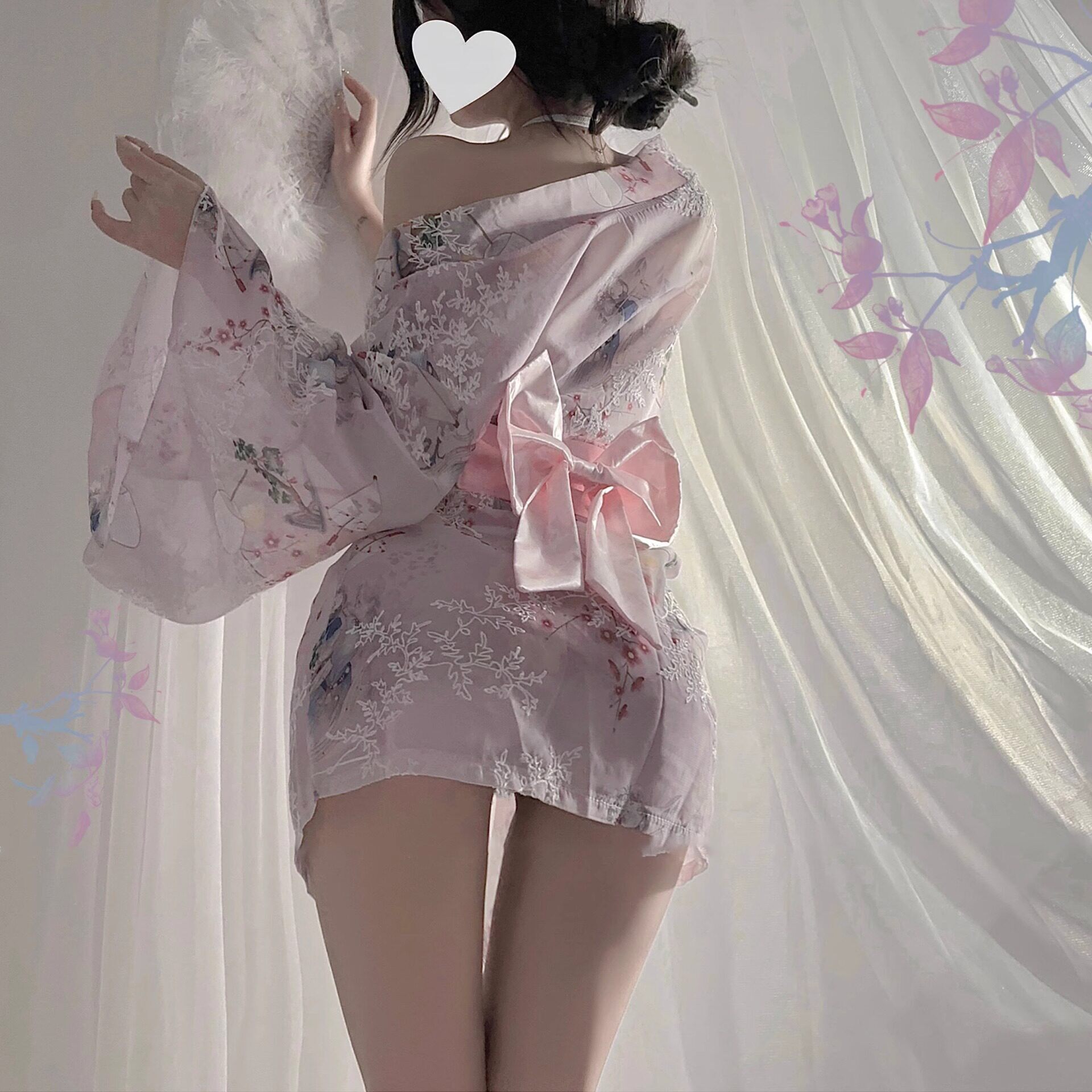 约会制服免脱甜美樱花和服纯欲睡裙日式雪纺浴袍薄款私房睡衣襟女