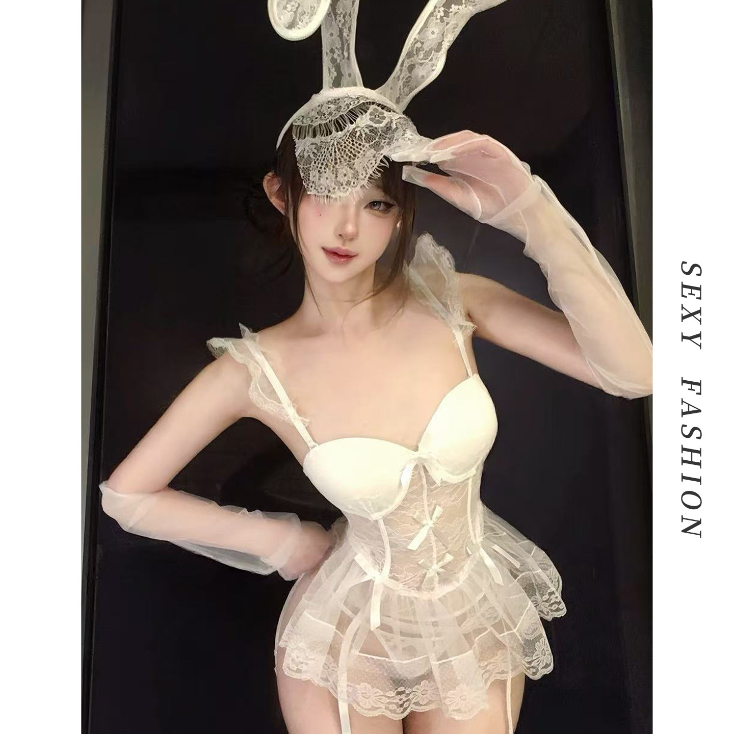 情趣性感复古洋气辣妹纯欲风蕾丝带胸垫钢圈聚拢收腰吊带连衣裙子
