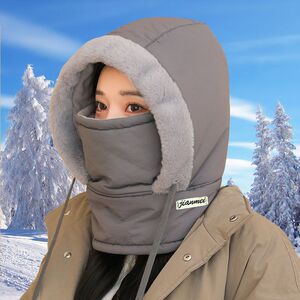 冬季骑行防寒面罩女2024新款加绒加厚防风护耳一体帽户外保暖帽男