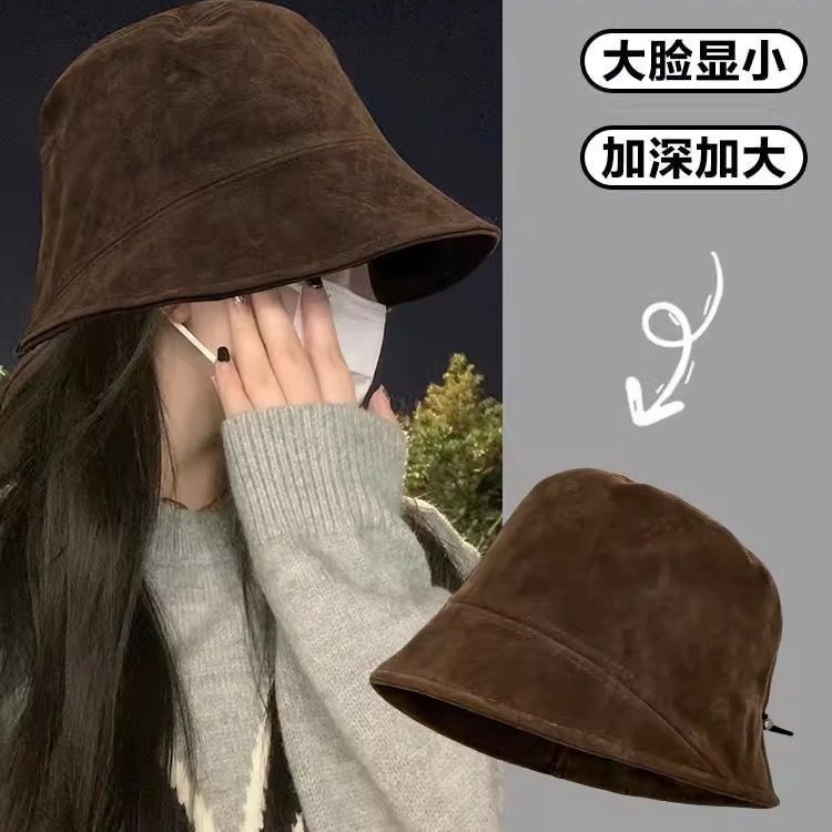 秋冬季帽子女款2025新款麂皮绒大头围显脸小渔夫帽防寒保暖水桶帽,服饰配件/皮带/帽子/围巾,帽子,淘宝优惠券,粉丝福利购,淘宝优惠卷