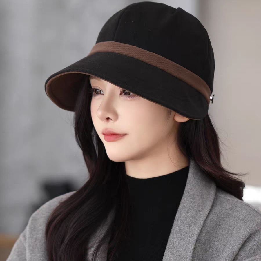 挂口罩赵露思鸭舌帽2025秋冬季新款防晒遮阳素颜渔夫帽子女显脸小